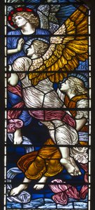 Buckland ، St Mary ، James Powell & Sons ، Henry Holiday ، The Barcote Chapel ، مدح الملائكة ، 1889 بواسطة هنري عطلة