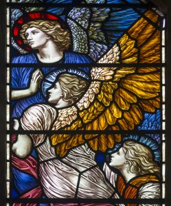Buckland ، St Mary ، James Powell & Sons ، Henry Holiday ، The Barcote Chapel ، مدح الملائكة ، 1889 بواسطة هنري عطلة