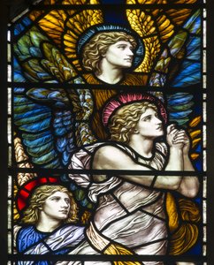 Buckland ، St Mary ، James Powell & Sons ، Henry Holiday ، The Barcote Chapel ، مدح الملائكة ، 1889 بواسطة هنري عطلة