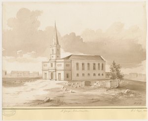 ولفرهامبتون - كنيسة سانت جورج: رسم بني داكن ، 1844 بواسطة هنري جيمس نويز