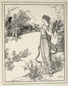 كيف قابل أوليسيس نوسيكا ، من "حكايات البحار اليونانية" بقلم أندرو لانغ ، 1926 (حبر على ورق) بواسطة هنري العدل فورد