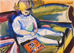 طفل على الأريكة ، كاليفورنيا. 1914-1918. بواسطة هنري ليمان ساين