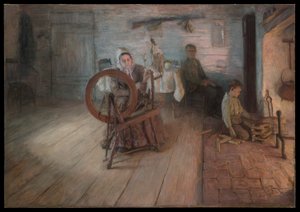 الغزل بواسطة ضوء النار بواسطة Henry Ossawa Tanner