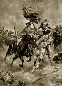 معركة بلينهايم: سلاح الفرسان في العمل ، رسم توضيحي من "قصة هتشنسون للأمة البريطانية" ، 1923 بواسطة هنري باين