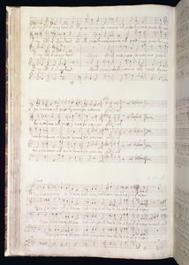 MU MS MS 88 f.102 "الرجل المولود من امرأة"، صفحة من مجلد أناشيد إنجليزية من تأليف وكتابة هنري بورسيل (1659-165) 1673 (حبر على ورق) بواسطة هنري بورسيل