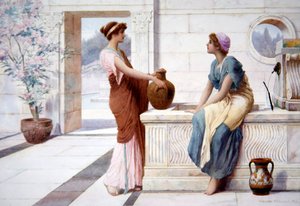 القيل والقال ، 1895 (ألوان مائية على اللوحة) بواسطة هنري ريلاند