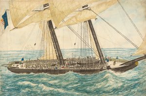النازع البرتغالي Diligenté الذي استولى عليه HM Sloop Pearl وعلى متنه 600 عبد ، مايو 1838. بواسطة هنري صموئيل هوكر