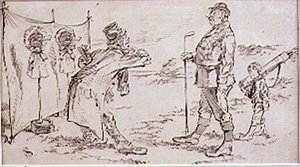 يتم إزعاج الجولف من قبل البائع ، التوضيح لمجلة الجرافيك ، الحانة. ج ، 1870
