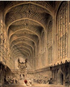 الجزء الداخلي من King's College Chapel ، Cambridge ، حوالي عام 1815 (قلم حبر وحبر وألوان مائية وقلم رصاص) بواسطة هنري سارجنت ستورر