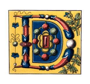 الحرف الأولي D ، القرن الخامس عشر ، 1843. بواسطة هنري شو