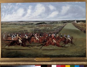 في المقابل ، الفائز المصارع في الديربي الإنجليزي رسم هنري ألكين (1774-1850) 1865. باريس ، سوسيتي التشجيع - عند الدور ، فاز "" Gladiateur "" "بالديربي الإنجليزي. لوحة هنري ألكين (1774-1850) 1865. جمعية التشجيع ، باريس بواسطة هنري الأب ألكين