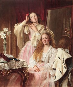صورة إيما وفريديريكا بانكس من قاعة Soughton في منضدة الزينة ، 1869