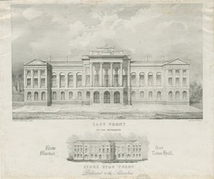 ستوك أبون ترينت - السوق الجديدة المقصودة وقاعة المدينة: الطباعة الحجرية ، بدون تاريخ [سي 1834] بواسطة هنري وارد