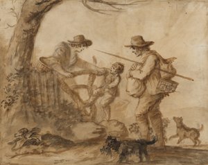 A Rustic Family، c.1780 (قلم ، فرشاة وحبر بني داكن على ورق) بواسطة هنري ويليام بنبري