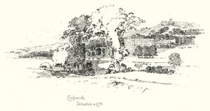 Chatsworth, Derbyshire, in 1775 (litho) بواسطة هربرت (بعد) رايلتون