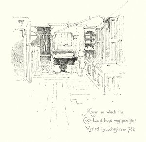 الغرفة التي تم فيها ممارسة خدعة Cock-Lane Ghost ، زارها الدكتور جون في عام 1762 (litho)