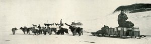 Meares و Demetri مع فرق الكلاب الخاصة بهم مغادرة نقطة الكوخ ، c1911 ، 1913 بواسطة هربرت بونتينج