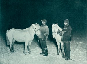 الضباط الصغار Crean و Evans يمارسون مهورهم في الشتاء ، 1911 ، 1913 بواسطة هربرت بونتينج