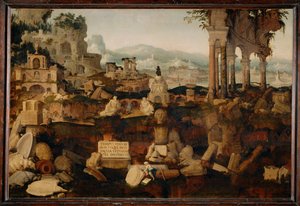 منظر طبيعي مع أطلال أثرية ... (لوحة على قماش) بواسطة هيرمان بوستهوموس