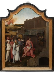 اللوحة المركزية للثلاثي من أيوب ، حوالي 1500-24 (زيت على اللوح) بواسطة هيرونيموس بوش