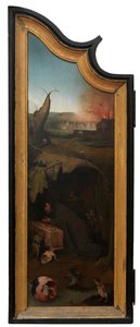 اللوحة اليسرى للوحة الثلاثية أيوب ، حوالي 1500 - 24 (زيت على اللوح) بواسطة هيرونيموس بوش