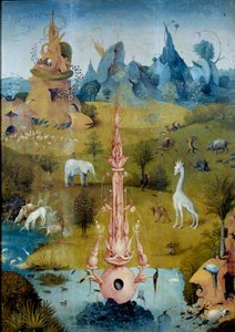 الجنة لافونتين. تفاصيل الجزء الأيسر من لوحة ثلاثية "The Garden of Delices" بقلم هيرونيموس فان أكين (أكين) وتاريخ جيروم بوش (1450-1516) بواسطة هيرونيموس بوش
