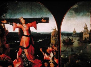 سانت ليبراتا بالثلاثي (زيت على لوحة) (تفاصيل 165417) بواسطة هيرونيموس بوش