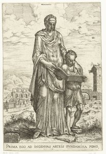 القواعد النحوية (العنوان على الكائن) الفنون الليبرالية و Minerva و Apollo و Industria (عنوان السلسلة)