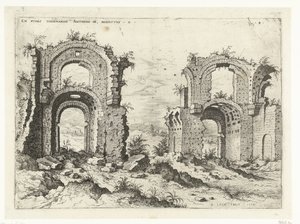 المنظر الثاني لحمامات دقلديانوس السابق Rvinis Thermarvm Antonini Pii (...) (العنوان على الكائن) الآثار الرومانية (عنوان السلسلة) بواسطة هيرونيموس كوك