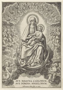 مريم مع المسيح الطفل على الهلال Ave Regina Caelorvm ، Ave Domina Angelorvm (العنوان على الكائن)