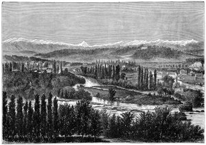 رؤية جبال البيرينيه من شرفة القلعة في باو ، فرنسا ، 1879
