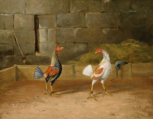 The Challenge (oil on canvas) (pair to 101164) بواسطة هيلتون L. Jnr. برات