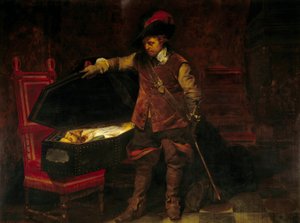 كرومويل أمام نعش تشارلز الأول ستيوارت (1649). فرض أوليفر كرومويل (1599-1658) محاكمة ملك إنجلترا ، الذي حُكم عليه وحُكم عليه في 9 فبراير.