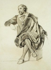 دراسة لصورة بيتر بول روبنز (1577-1640) (قلم رصاص وفحم على ورق)