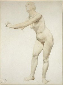 عارية (قلم رصاص وألوان مائية على ورق)