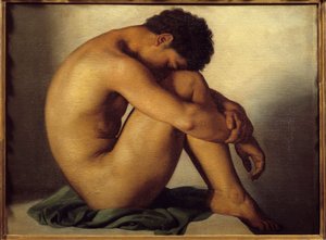 دراسة رسم شاب عارٍ لهيبوليث فلاندرين (1809-1864)