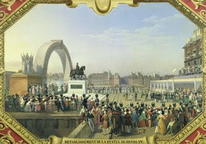 إعادة إنشاء تمثال هنري الرابع (1553-1610) على بونت نيوف ، 25 أغسطس 1818 بواسطة هيبوليت ليكومت