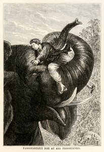 Passepartout ليس خائفًا على الإطلاق ، من حول العالم في ثمانين يومًا بقلم جول فيرن (1828-1905) ، 1873
