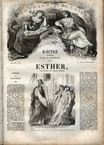 رسم إيضاحي لـ "إستر" لجين راسين - نقش في "" أعمال جان راسين "" موضح بواسطة بوكيه وإشعار بقلم إميل دي لا بيدوليير - 1851 بواسطة هيبوليت لويس باوكيه