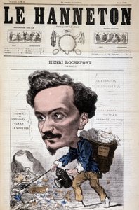 رسم كاريكاتوري لهنري روشفورت (1831-1913) ، صحفي وكاتب وسياسي فرنسي. في لو هانيتون ، 4 يونيو