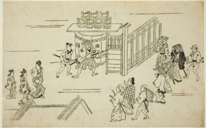 مدخل إلى Ageyacho من مسلسل The Appearance of Yoshiwara (Yoshiwara no tei) بواسطة هيشيكاوا مورونوبو
