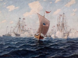 يصل القارب Viking إلى شيكاغو بعد عبور المحيط الأطلسي بواسطة هجلمار جوهانسن
