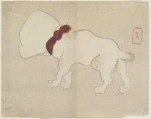 (كلب مع حقيبة فوق رأسه) ، ج. 1830 بواسطة Hogyoku