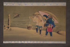 القرد شومان وبورتر في الثلج ، القرن التاسع عشر. بواسطة هوكوجا