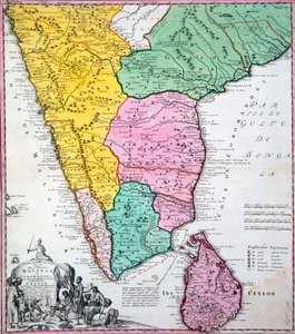 خريطة شبه الجزيرة الهندية ، 1733 (نقش يدوي)