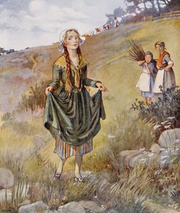 لذا ارتدت إنغر ملابسها الذكية وحذائها الجديد ، من The Girl Who Trod on the Loaf في إصدار من "Fairy Tales" لهانس كريستيان أندرسن (1805-1875) 1920 (ألوان مائية على الورق)