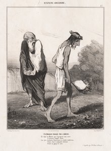 التاريخ القديم: Pl. 27 ، تيليماكوس خربها الحب ... ، 1842. بواسطة الشرف دومييه