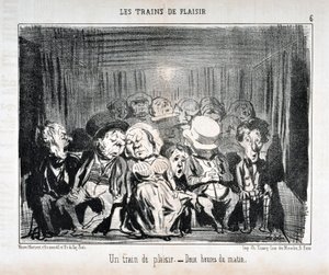 العمل الفني من قبل Honore Daumier (1808-1879) يعود تاريخ Charivari إلى 1852: Serie LES TRAINS DE PLAISIR - قطار من المتعة. - الثانية صباحا. متحف الفنون الجميلة - قصر لونغ تشامب ، مارسيلي بواسطة الشرف دومييه