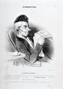 عمل فني من قبل هونور دومير (1808-1879). يعود تاريخ Charivari إلى عام 1840: سلسلة SOUXETTES "" قراءة الجريدة "MUSEE DES BEAUX ARTS - PALAIS LONGCHAM بواسطة الشرف دومييه