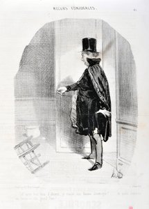 عمل فني من قبل هونور دومير (1808-1879). يعود تاريخ Charivari إلى عام 1842: Serie MORES CONJUALES "" الجنة بعد ثلاثة أشهر من الغياب أجد زوجتي demenagee وما هي الذكريات التي أغسلها إلهها العظيم! "" متحف الفنون الجميلة - قصر لونغ تشامب ، م بواسطة الشرف دومييه